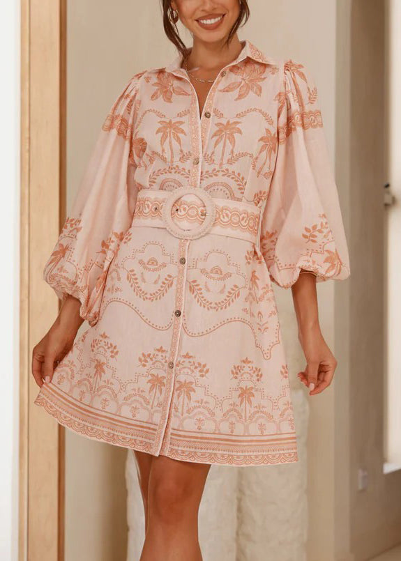 Sophie Paris I Mini-robe en lin rose