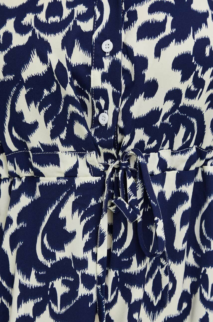 Pauline Laurent® | Robe-chemise midi imprimée avec cordon de serrage