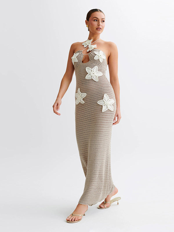Sophie Paris | Robe élégante en tricot ajouré sans manches