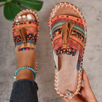 Sandales bohémiennes à pompons pour femmes