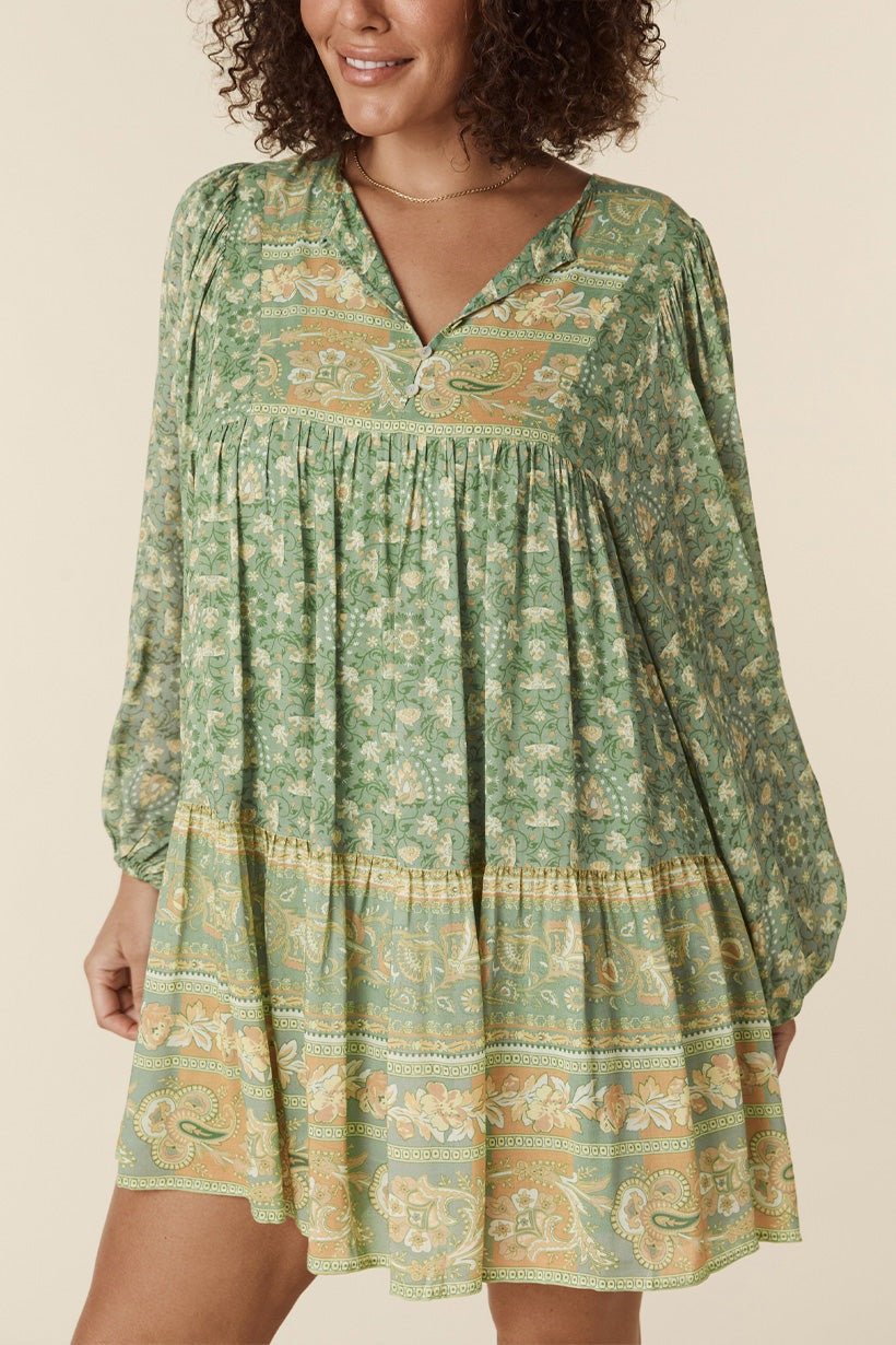 Pauline Laurent® | mini-robe paysanne avec imprimé splice