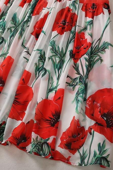 Pauline Laurent® | Robe maxi imprimée avec bretelles froncées