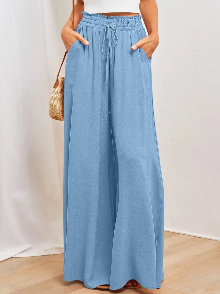 Léa Blanchet® | Pantalon fluide taille haute à jambes larges