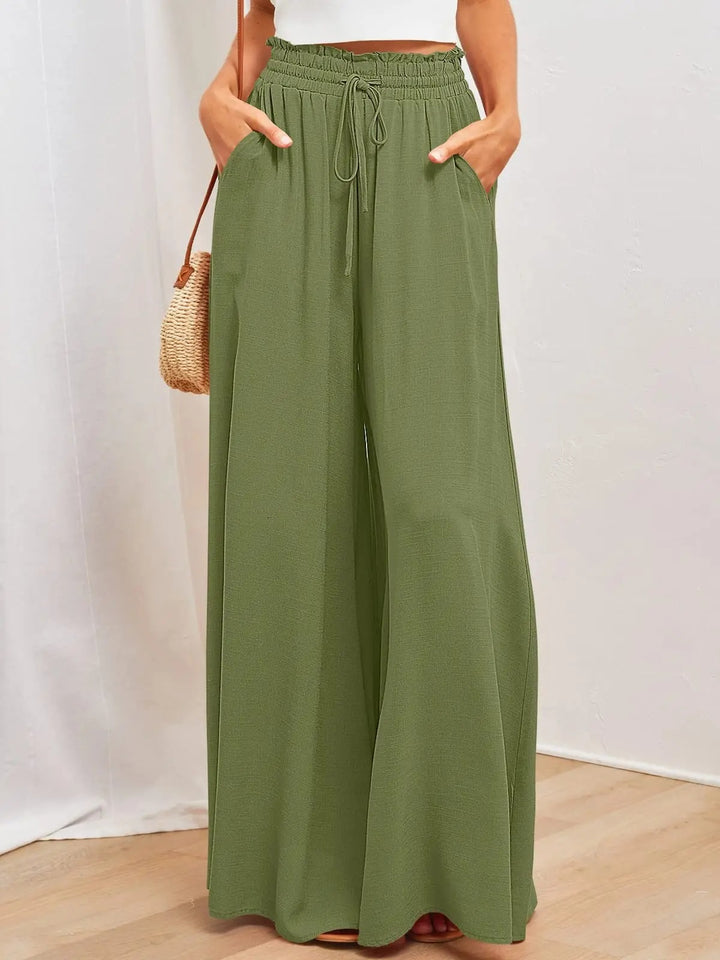 Léa Blanchet® | Pantalon fluide taille haute à jambes larges