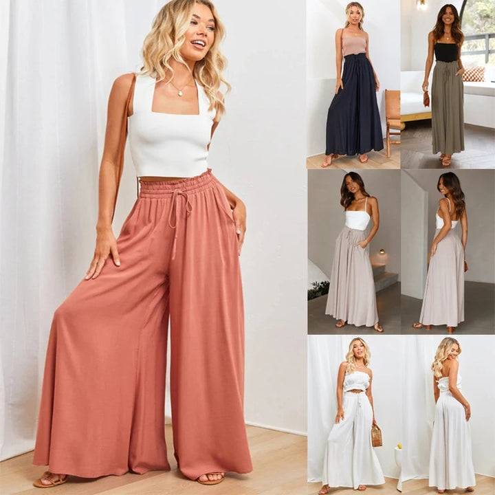 Léa Blanchet® | Pantalon fluide taille haute à jambes larges