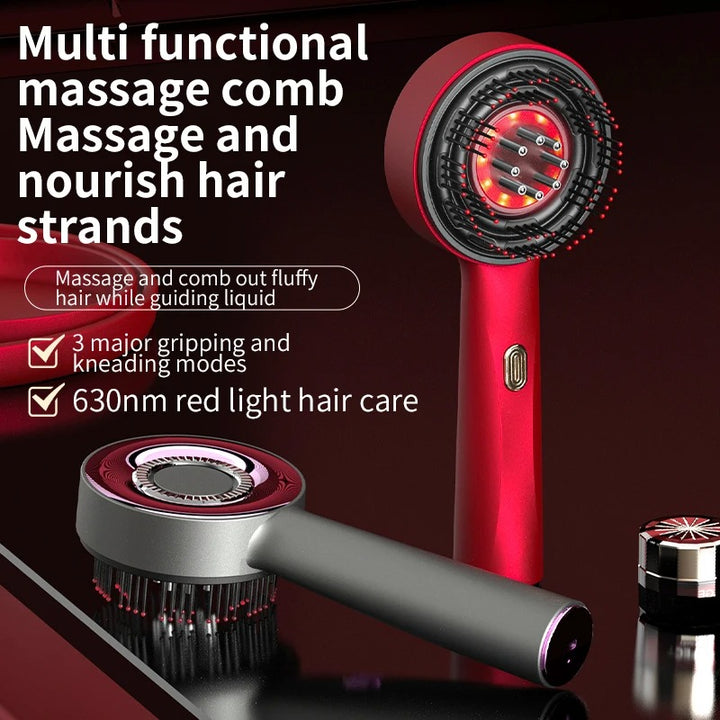 Brosse de massage électrique à lumière rouge pour le cuir chevelu et la relaxation