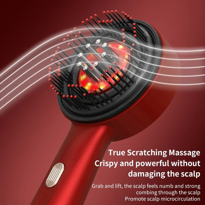 Brosse de massage électrique à lumière rouge pour le cuir chevelu et la relaxation