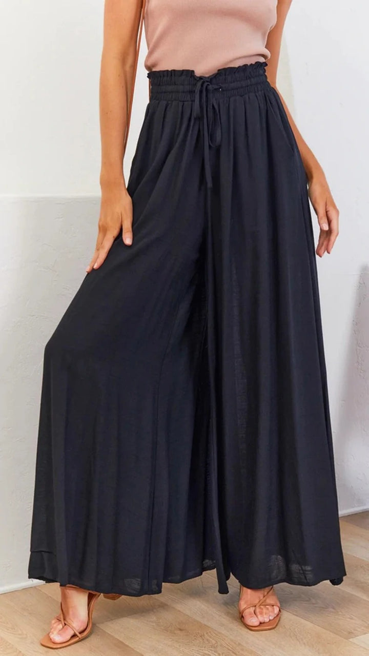 Léa Blanchet® | Pantalon fluide taille haute à jambes larges