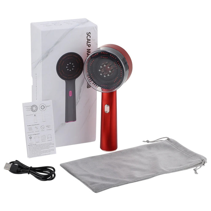 Brosse de massage électrique à lumière rouge pour le cuir chevelu et la relaxation