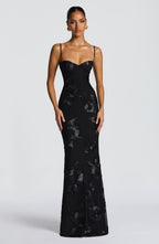 Robe maxi en velours pour femme