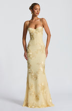 Robe maxi en velours pour femme