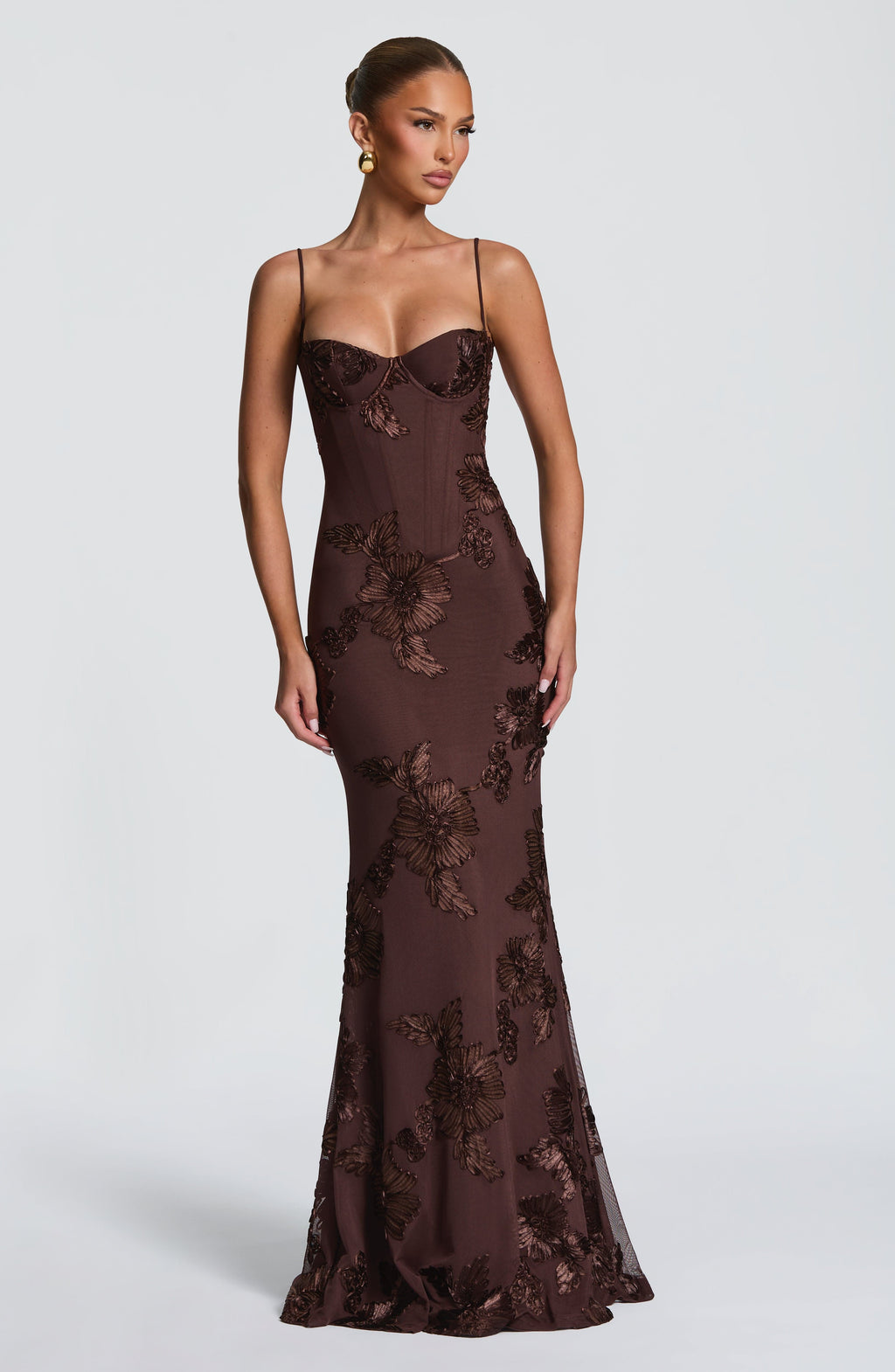 Robe maxi en velours pour femme