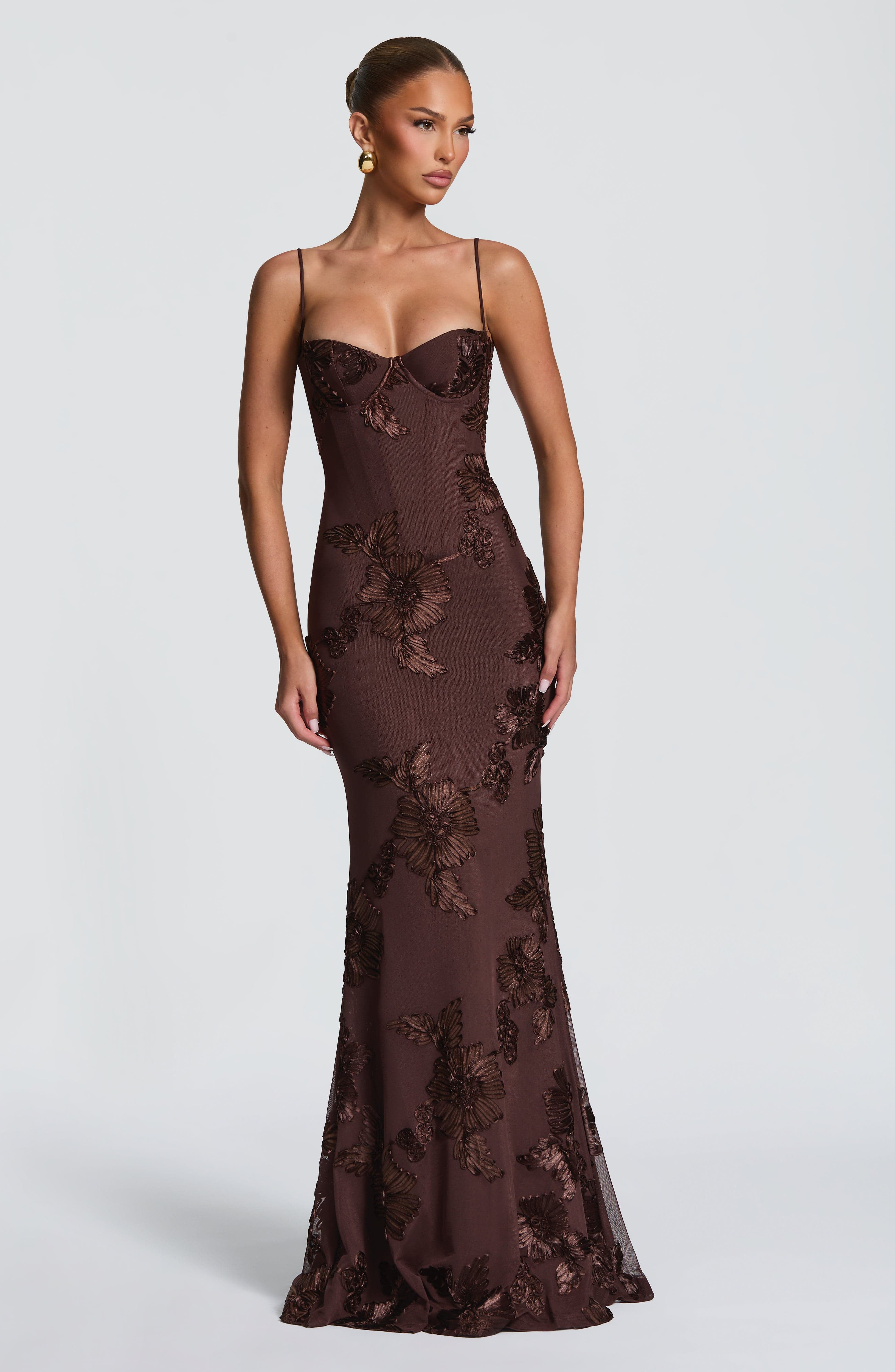 Robe maxi en velours pour femme
