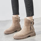 Bottes Cheville Chic Effet Daim avec Doublure en Fourrure Douillette