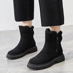 Bottes Cheville Chic Effet Daim avec Doublure en Fourrure Douillette