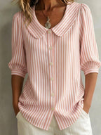 Blouse en coton vintage avec col Claudine pour femme