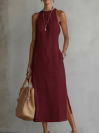 Robe midi en lin aérienne pour femme