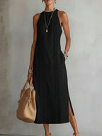 Robe midi en lin aérienne pour femme