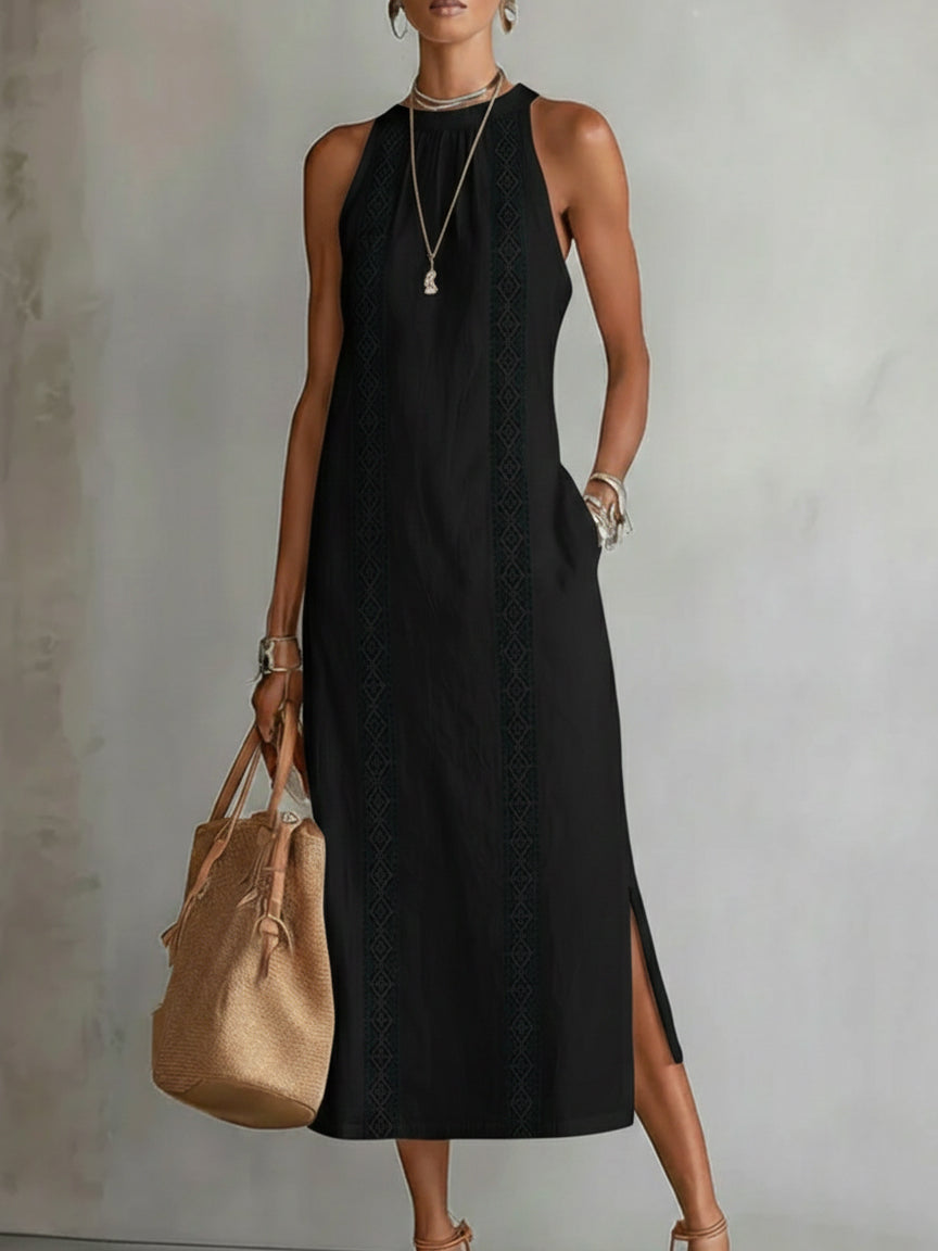 Robe midi en lin aérienne pour femme