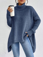 Pull à col roulé long et confortable pour un usage quotidien