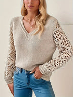 Pull en maille à col en V pour femme