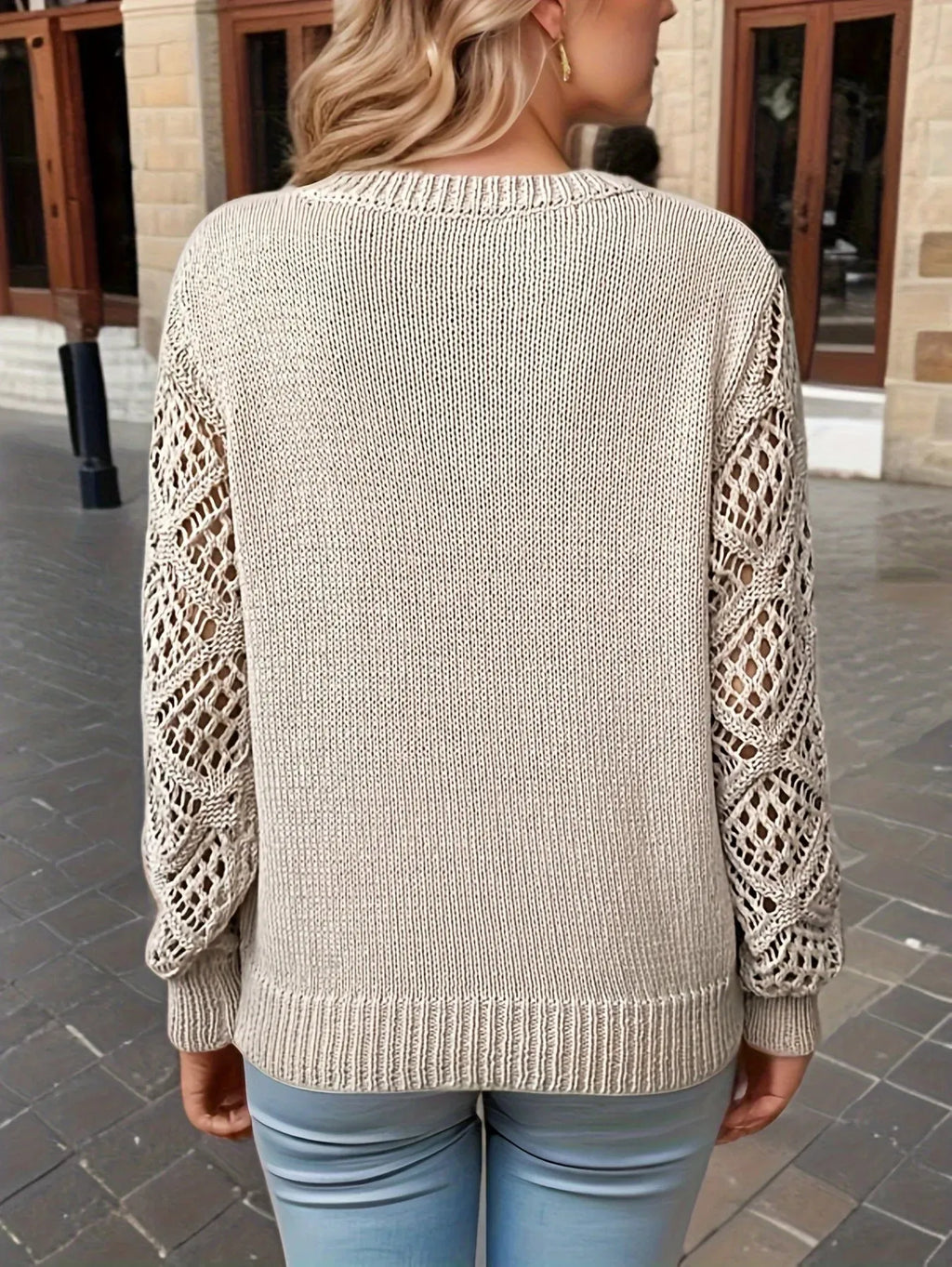 Pull en maille à col en V pour femme