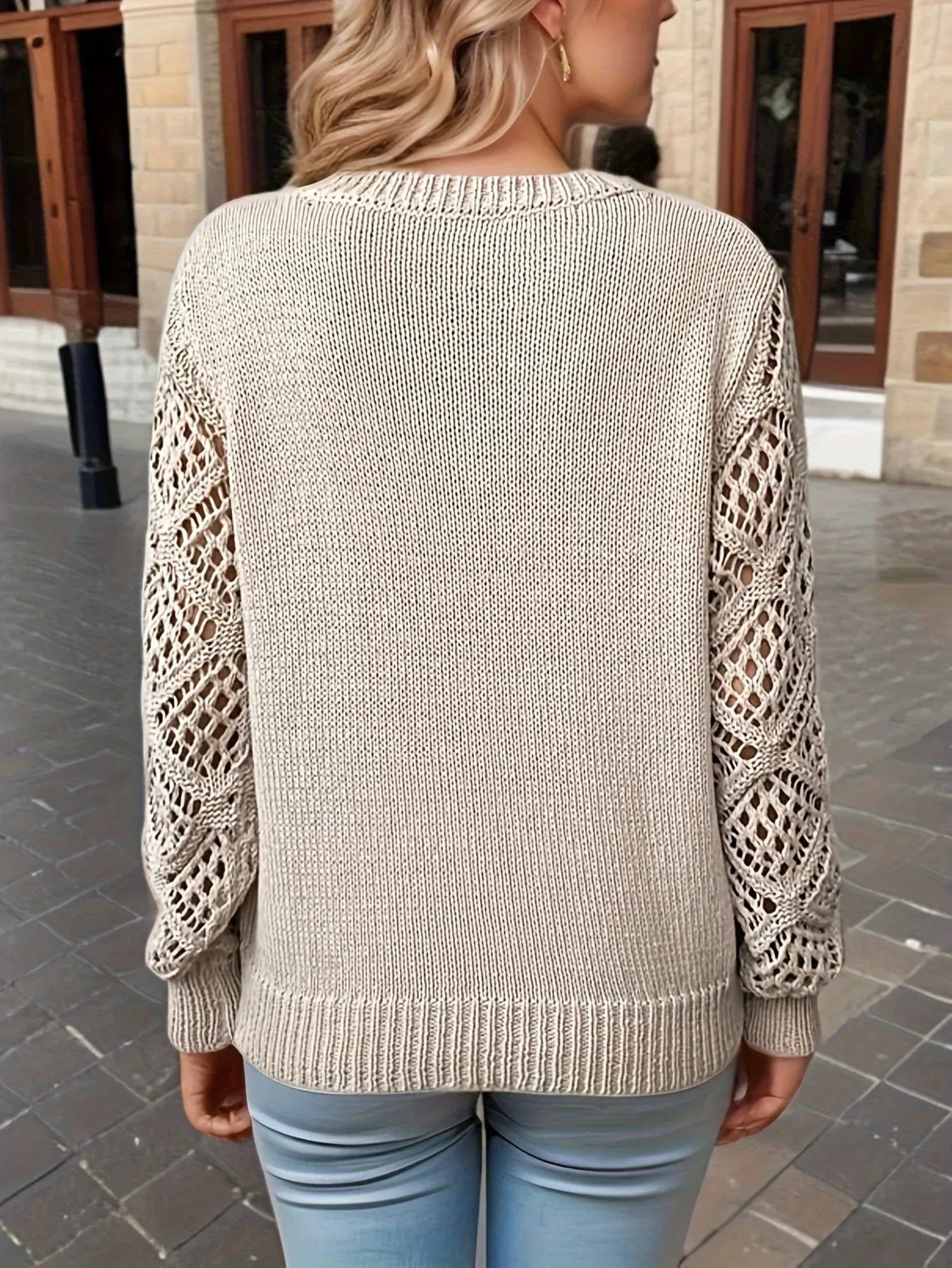 Pull en maille à col en V pour femme