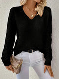 Pull en maille à col en V pour femme