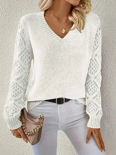 Pull en maille à col en V pour femme