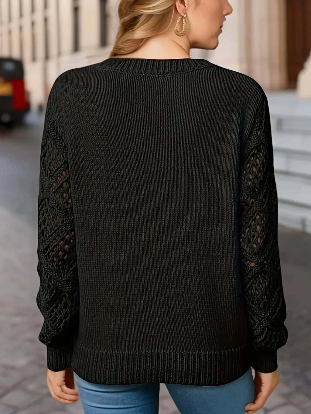 Pull en maille à col en V pour femme