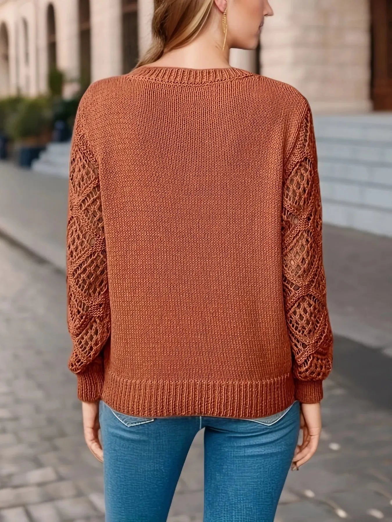 Pull en maille à col en V pour femme
