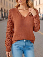 Pull en maille à col en V pour femme