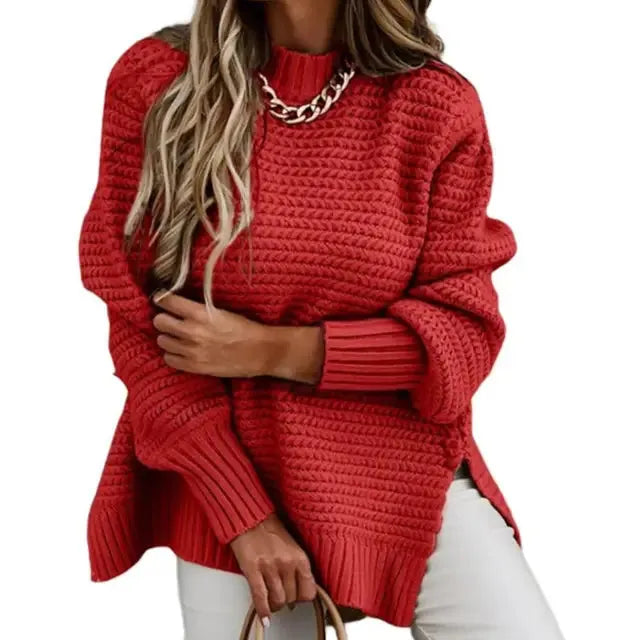 Pull en tricot à col haut et douillet