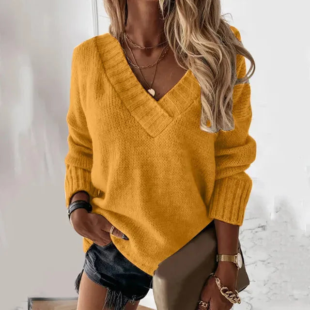 Pull surdimensionné douillet à col en V