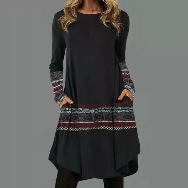 Robe à Manches Longues De Style Bohème