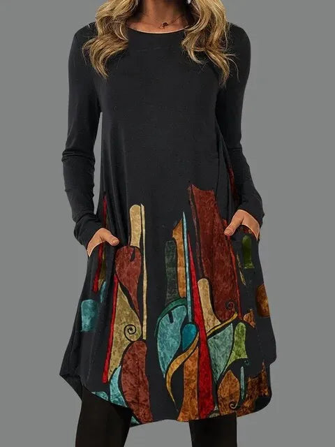 Robe à Manches Longues De Style Bohème
