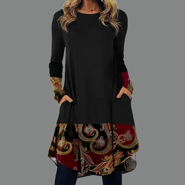 Robe à Manches Longues De Style Bohème