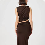 Robe longue drapée asymétrique