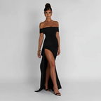 Robe Maxi Fendue Épaules Dénudées