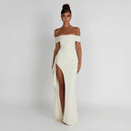 Robe Maxi Fendue Épaules Dénudées