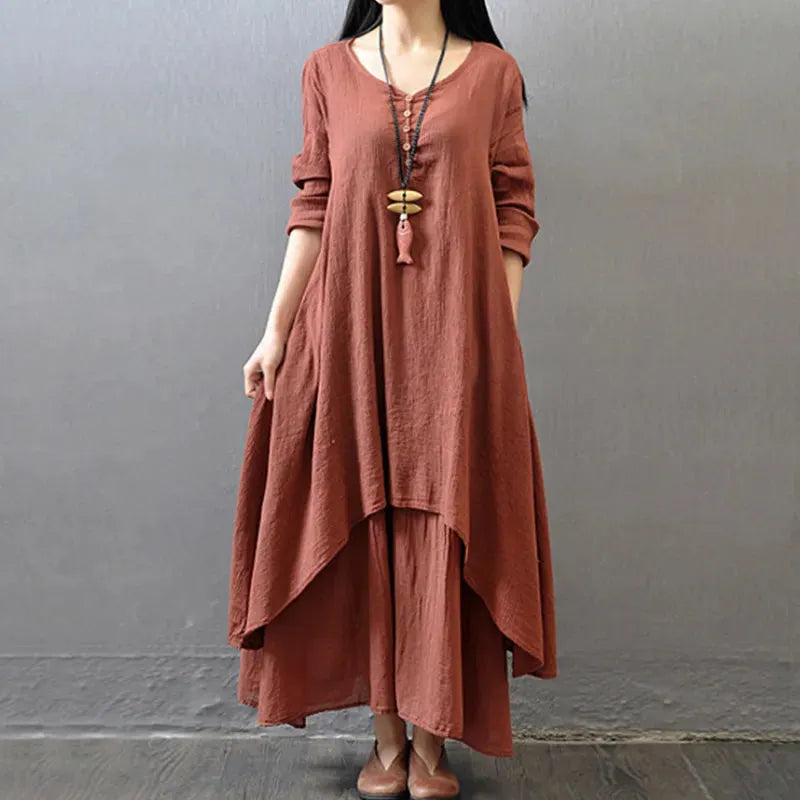 Robe Vintage Superposée de Style Bohème