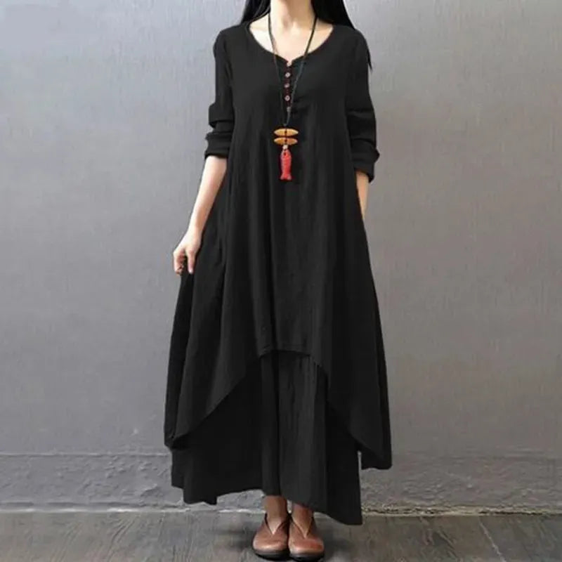 Robe Vintage Superposée de Style Bohème