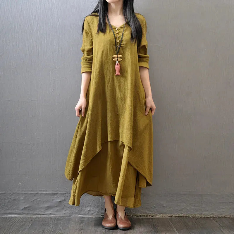 Robe Vintage Superposée de Style Bohème