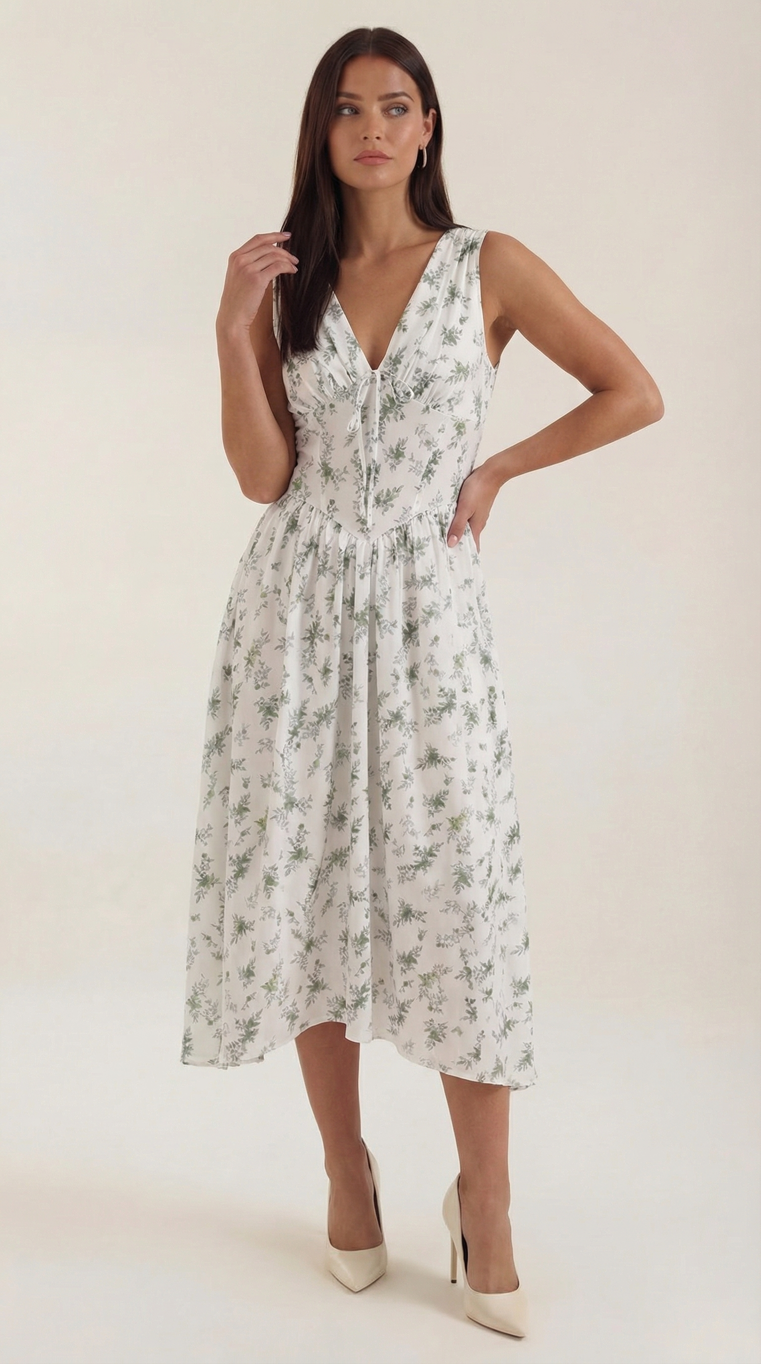 Robe mi-longue d'été corset pour femme