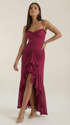 Robe maxi asymétrique à volants pour femmes