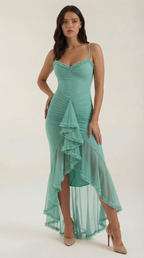 Robe maxi asymétrique à volants pour femmes