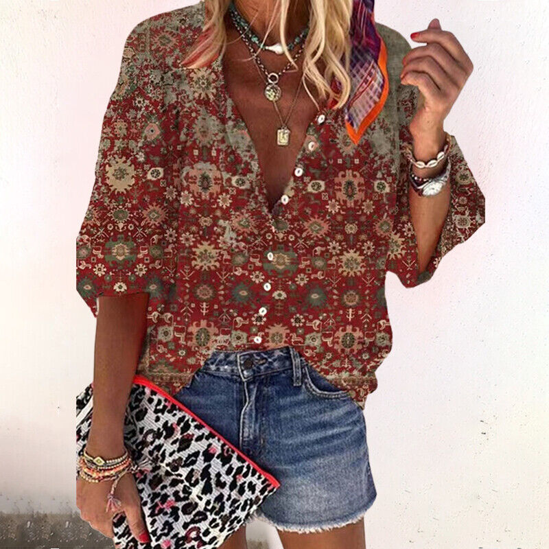 Chemisier femme coupe fluide avec imprimé floral, vue de dos