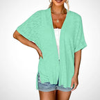Cardigan élégant à manches courtes et ouverture avant