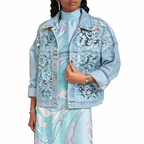 Veste En Jean Femme Ample À Motif Fleuri