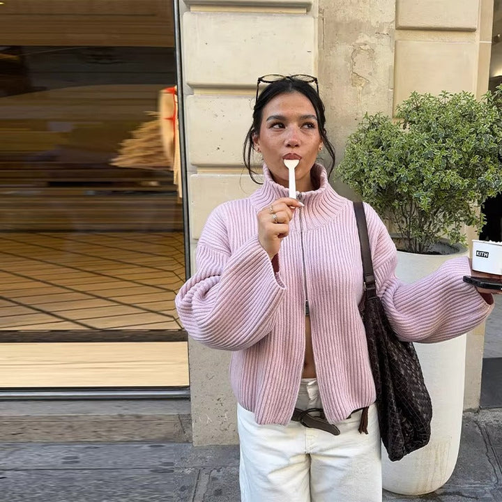 Veste zippée de luxe en laine cachemire